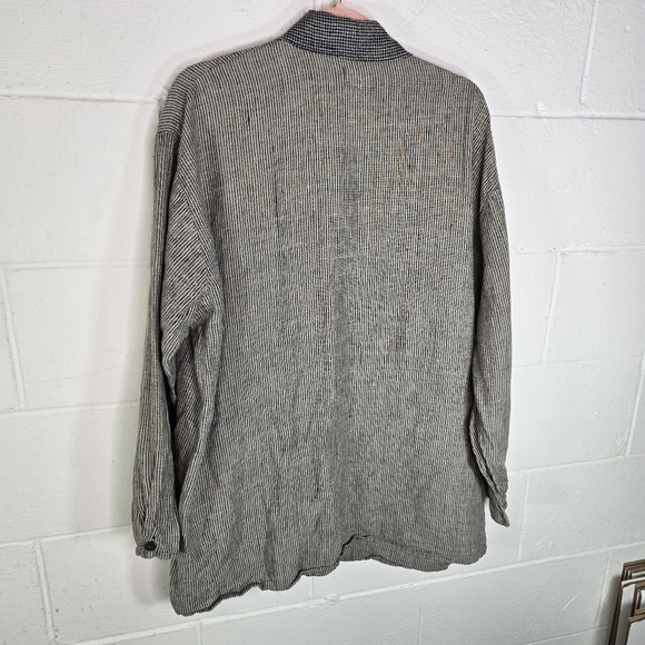 Vtg 90s Flax By Angelheart Striped Linen Button Down Lagenlook Shirt - Picture 3 of 11